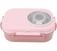 Boîte à Bento Premium 1200 ML à Double Compartiment - Acier Inoxydable 304, 3 Compartiments, Baguettes Et Cuillère Incluses - Idéale pour Lécole, Le Bureau, Les Voyages Pink