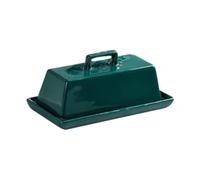 Boîte à Beurre en Céramique avec Couvercle Vert pour Restaurants | Plat Rectangulaire, Étanchéité, Nettoyage Facile, Chauffage Direct au Micro-ondes