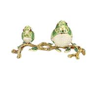 Boîte à bijoux avec de branche d ' inséparable, boîte à bibelots en alliage de zinc coloré pour le rangement de boucles d ' oreilles, décoration de commode, accent de vanité, étagère de bijoux