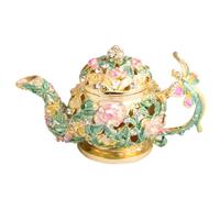Boîte à bijoux décorative en forme de théière, étui de rangement en métal avec couvercle pour présentoir de vanité, boucles d ' oreilles et colliers, utilisation sur table, porte-bijoux, boucles de en