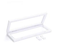 Boîte à bijoux en film PE, Cadre flottant 3D 30x11cm, Membrane PET, bijoux, pendentifs, pièces de monnaie, vitrine, noir et blanc