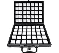 Boîte à bijoux pour pierres précieuses - Boîte de rangement/organiseur - 70 compartiments - Plastique - Armature métallique - Noir