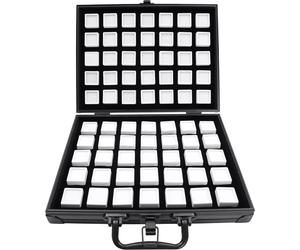 Boîte à bijoux pour pierres précieuses - Boîte de rangement/organiseur - 70 compartiments - Plastique - Armature métallique - Noir