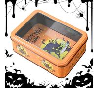 Boîte à biscuits d'Halloween,boîte en fer blanc d'Halloween - Conteneur de stockage de boîtes de conserve | Organisateur rectangulaire en métal, boîte rectangulaire vide pour biscuits, de rangem