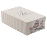 Boîte à biscuits KAPAK 180, blanche à rayures, 21 x 12,5 x 7 cm, pour pâtisseries