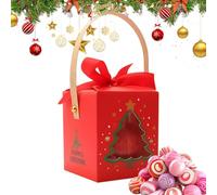 Boîte à bonbons de Noël avec fenêtre et poignée | Boîte à goûter de Noël pour fruits, réunions de famille, boutiques, grands magasins, bureau, enseignants, étudiants, voisins