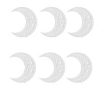 Boîte à Bonbons Lune Transparente Creuse Noël 6 Pièces Plastique | Décoration Suspendue Poser, Remplissable, pour Sapin et Table, Blanc, Fête de Fiançailles