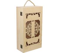 Boîte à Bouteille de Vin Poignée, Double, Ajourée en Bois | Format, Style Européen Rustique, pour Saké et Vin, Usage Maison, Mariage ou Pendaison de Crémaillère
