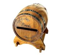 Boîte à Cartes de Mariage en Bois, Urne Mariage Boîte à Enveloppe de Cartes avec Fente et Support, Boîte de Rangement pour Cartes de Mariage en Forme de Baril de Whisky, pour Fête, Anniversair