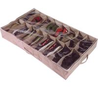 Boîte à chaussures à placer sous le lit, 16 paires, PVC transparent et tissu Oxford