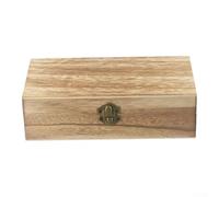 Boîte à clapet rétro en bois pour organisation de la maison, rangement sécurisé pour accessoires, grains de café, naturel, 24 x 13 x 7,2 cm (couleur claire)