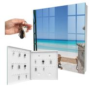 Boîte à clés 30x30x5 cm Loisirs en Bord de mer Porte Gauche Blanc | Rangement | Sécurité | Accroche-clés | Coffret | Boîtier | Décoratif | Crochet | Mobilier | Attache | Fixation | Entrée