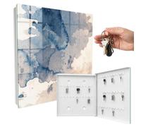 Boîte à clés en métal 30x30x5 cm Taches d'aquarelle Porte Droite Blanc | Rangement | Sécurité | Accroche-clés | Coffret | Boîtier | Décoratif | Crochet | Mobilier | Attache | Fixation | Entrée
