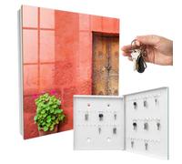 Boîte à clés en Verre trempé 30x30x5 cm façade Rouge Porte Droite Blanc | Rangement | Sécurité | Accroche-clés | Coffret | Boîtier | Décoratif | Crochet | Mobilier | Attache | Fixation | Entrée