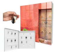 Boîte à clés en Verre trempé 30x30x5 cm façade Rouge Porte Gauche Blanc | Rangement | Sécurité | Accroche-clés | Coffret | Boîtier | Décoratif | Crochet | Mobilier | Attache | Fixation | Entrée