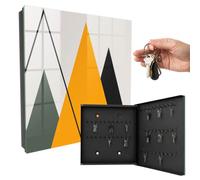 Boîte à clés métal & Verre 30x30x5 cm Composition Moderne Porte Droite Noir