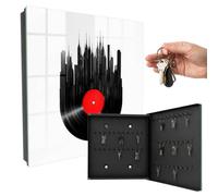 Boîte à clés métal & Verre 30x30x5 cm Musique de la Ville Porte Droite Noir