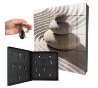 Boîte à clés Murale en Verre 30x30x5 cm Composition Zen Porte Gauche Noir