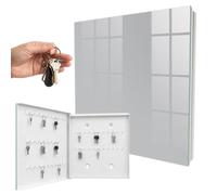 Boîte à clés Murale en Verre 30x30x5 cm Gris Lisse Porte Gauche Blanc | Rangement | Sécurité | Accroche-clés | Coffret | Boîtier | Décoratif | Crochet | Mobilier | Attache | Fixation | Entrée