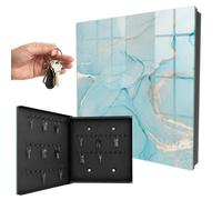 Boîte à clés Porte en Verre 30x30x5 cm Rêves Bleus Porte Gauche Noir