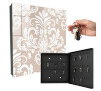 Boîte à clés Porte en Verre 30x30x5 cm symétrie élégante Porte Droite Noir
