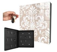 Boîte à clés Porte en Verre 30x30x5 cm symétrie élégante Porte Gauche Noir
