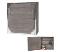 Boîte à clés Virginia, armoire à clés en bois, look shabby vintage 27x27x6cm gris-brun