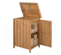 Boîte à colis en bois COSTWAY, avec couvercle à ressort à gaz, porte latérale et tablette amovible, coffre de jardin, coffre de rangement 56,5 x 45 x 86 cm