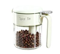 Boîte à condiments de cuisine, 400 ml, cuillère résistante à l'humidité incluse | Couvercle en verre pour assaisonnement | pour sucre, vinaigre, sésame, sel, repas, plateau, traiteur, camion, camping