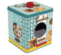 Boîte à Cookies avec Fenêtre SOFT BAKED en Métal Bleu - de Rangement Conservation pour Cuisine Gâteaux Biscuits Déco Vintage Rétro