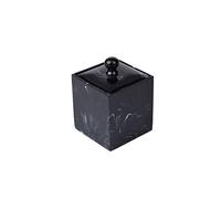 Boîte à Coton-Tiges en Résine Noire, Rangement Compact Style Marbre Moderne | Couvercle Fixe, Protège les Petits Accessoires et Cure-Dents, Organisation Pratique Maison, Design Peu Encombrant