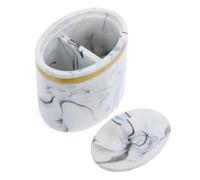 Boîte à Cotons-tiges Marbrée avec Couvercle, Organisateur Maquillage | Résine 200ml, pour Cotons et Disques Cosmétiques, Design Protecteur, Usage Coiffeuse