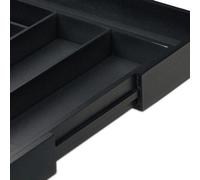 Boîte à couverts en bambou noir 65 x 35-58 cm, 6 à 8 compartiments, organiseur