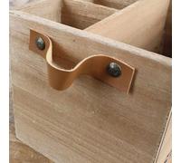 Boîte à couverts en bois marron - Range-couverts en bois avec 3 compartiments - Boîte à couverts en bois avec distributeur de serviettes et plateau en bois
