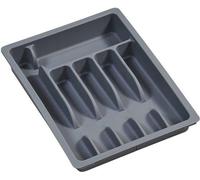 Boîte à couverts extensible Famanu, en plastique gris, dimensions : 29-50 cm x 38 cm x 65 cm