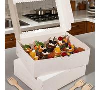 Boîte à cupcakes 12 cavités avec fenêtre ondulée transparente, boîte d'emballage de gâteau à la mode, boîte d'affichage de dessert en carton robuste, boîte de cuisson blanche, convient pour la table d