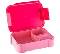 Boîte à déjeuner avec 4 compartiments, plateau à sandwich amovible et pot à goûter étanche, passe au micro-ondes, ensemble de couverts pour enfants et adultes (rouge)
