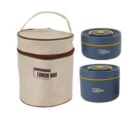 Boîte à déjeuner Bento ronde avec couvercle, sac anti-fuite, en acier inoxydable, grande capacité, facile à nettoyer