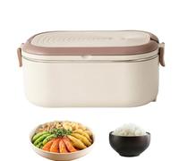 Boîte à déjeuner chauffante avec poignée - Double grille électrique à | Récipient chauffe-repas pour étudiants, bureau, école, voiture, camion, salle de ortoir, lieu de travail, camping