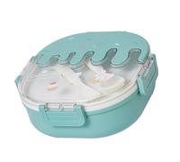 Boîte à Déjeuner Divisée pour Enfants et Adultes, Boîte à en Plastique à 3 Compartiments, Design Mignon de Crème Glacée pour les Voyages Scolaires (GREEN)