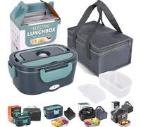Boîte à déjeuner électrique 2 en 1, chauffe-aliments portable anti-fuite, boîte à déjeuner bento micro-ondes 1.5/2/2.5 L avec récipient en acier inoxydable 90W 2.5L