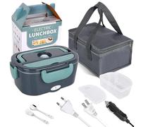 Boîte à déjeuner électrique 2 en 1 pour maison et voiture, boîte à Bento chauffante pour aliments en acier inoxydable 12V 24V 110V 220V, ensemble de conteneurs chauffants pour aliments UE