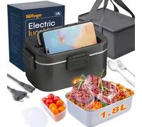Boîte à déjeuner électrique - Réchauffeur de nourriture - 80 W - Chauffage rapide - 1,8 l - 220 V - Contenant en acier inoxydable - Sac de transport isotherme - Couverts