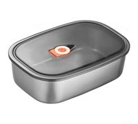 Boîte à déjeuner en acier inoxydable 316L - Passe au micro-ondes - Anti-fuite - Avec plusieurs compartiments - Pour bureau, école, travail - Sac de rangement alimentaire portable en métal - Argenté (G