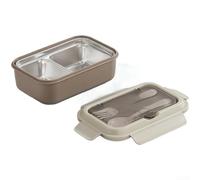 Boîte à déjeuner en acier inoxydable avec compartiments Passe au | Plateau en acier inoxydable 304, boîte extérieure amovible en polypropylène, taille compacte 21,1 x 13,8 x 7,8 cm
