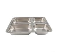 Boîte à déjeuner en acier inoxydable avec séparateur de 5 sections - Récipient réutilisable pour sandwichs, salades de fruits - 28 x 22 cm (4 compartiments)