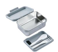Boîte à déjeuner en acier inoxydable pour enfants, boîte de petit-déjeuner / snacks à 1 compartiment avec couverts. Boîte repas métallique adaptée aux enfants et adultes, compatible lave-vaisselle