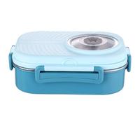 Boîte à déjeuner en acier inoxydable pour enfants et adultes, boîte à déjeuner en métal avec pot alimentaire isotherme de 200 ml, récipient alimentaire étanche pour l'école et les voyages, bleu