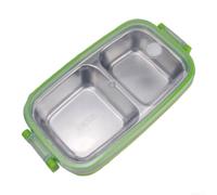 Boîte à déjeuner en acier inoxydable SUS304 avec couvercle anti-fuite et 2 compartiments - 20 x 10 cm - Pour le travail et l'école - Boîte en acier inoxydable de 20 cm avec verrou de sécurité - Vert