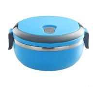 Boîte à déjeuner isotherme ronde en acier inoxydable 700 ml pour bureau, école, voyage avec conservation de la chaleur (bleu)